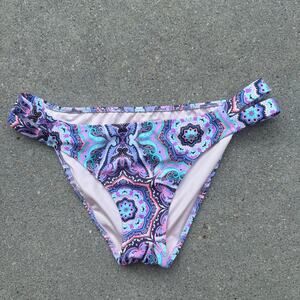 Victoria's Secret Purple Blue Pink The Double Banded Hipster Bikini Bottoms MED